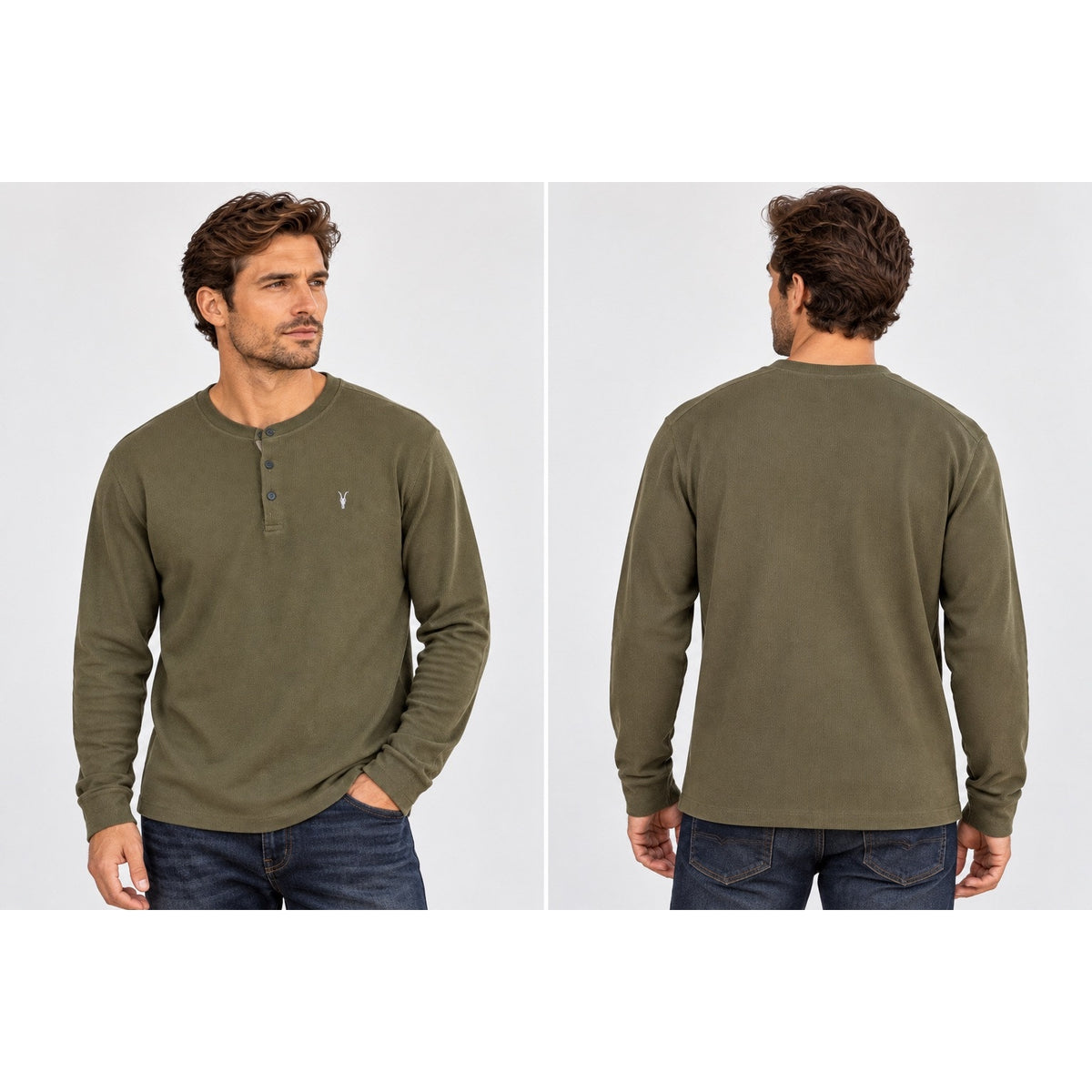 AllSaints Rowe Ribbed Long Sleeve Henley — Size XL // Preowned
