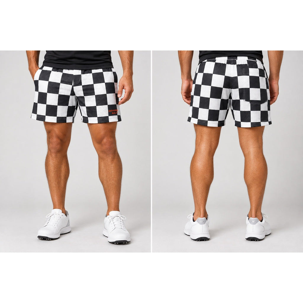Devereux Golf Checkered Mesh Athletic Shorts — Size XL