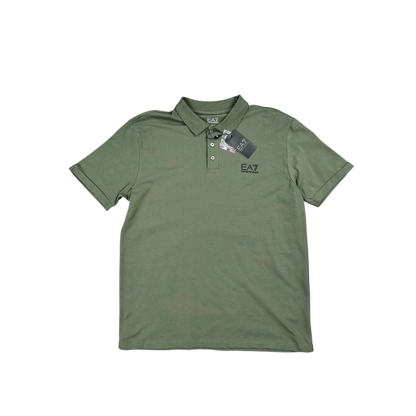 Emporio Armani EA7 Logo Collection Cotton Jersey Polo Shirt in Green — Size XL