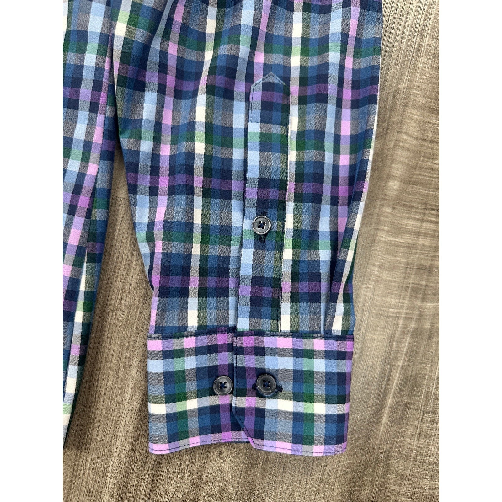 Mizzen+Main Leeward Collection Trim Fit Plaid Long Sleeve Button Down in Blue, Navy, Purple, Green and White — Size 2XL // Preowned