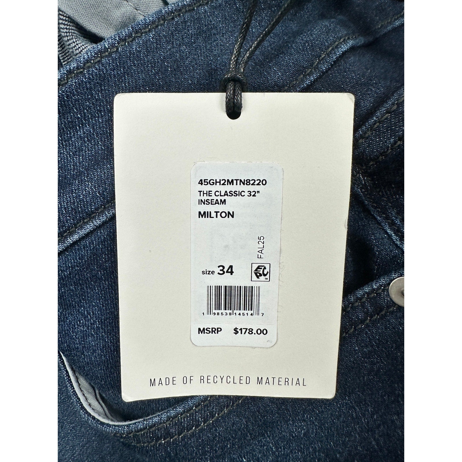 Joe's Jeans The Classic Straight 32" Inseam Milton Jeans in Milton Dark Wash Blue — Size 34