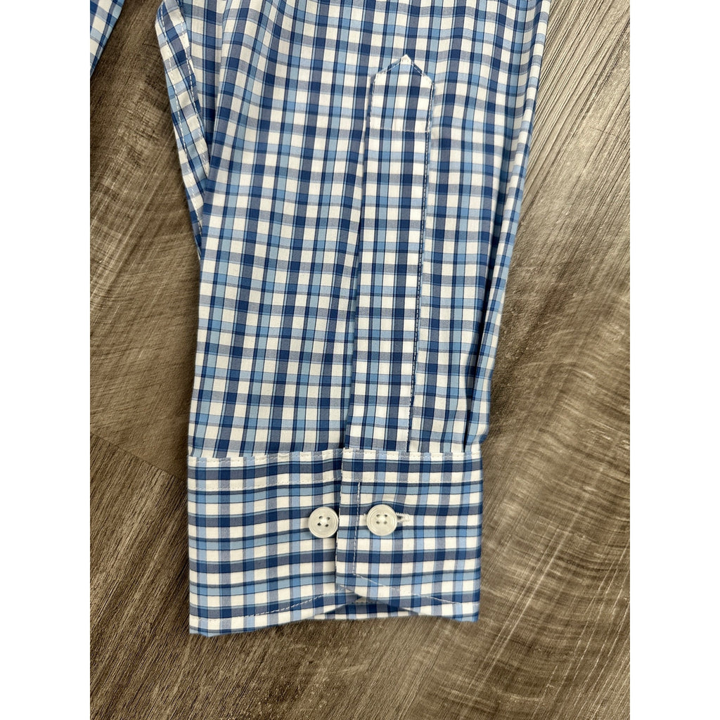 Holderness & Bourne The Flynn Signature Fit Plaid Long Sleeve Shirt in Bedford Blue — Size Large