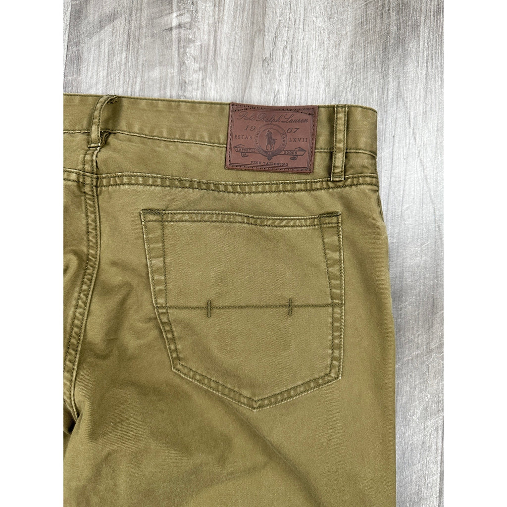 Polo Ralph Lauren Slim Straight Fit Chino Jeans in Olive Khaki — Size 34x32 // Preowned