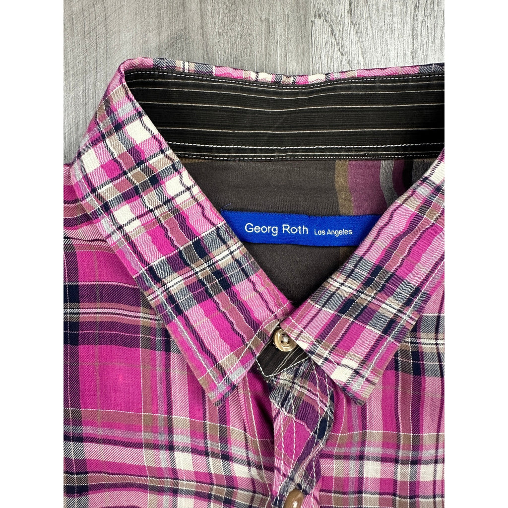 Georg Roth Lightweight Cotton Stretch Performance Weave Plaid Long Sleeve Shirt — Size 2XL // Preowned