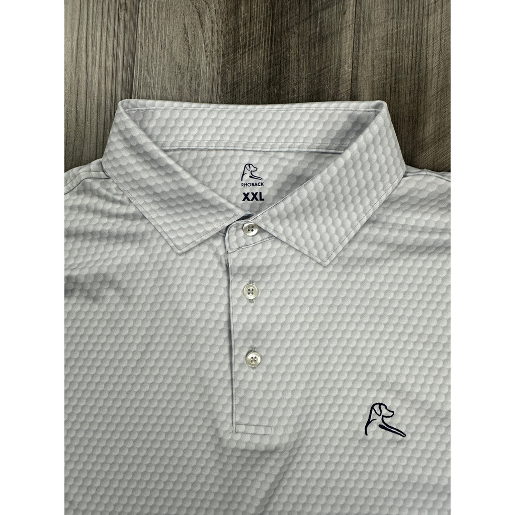 Rhoback The Be The Ball Performance Golf Polo in White Gray — Size 2XL // Preowned