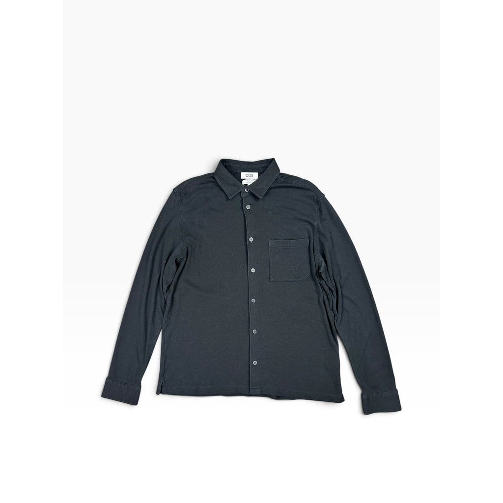 COS Regular Fit Stretch Jersey Long Sleeve Shirt in Black — Size Medium // Preowned