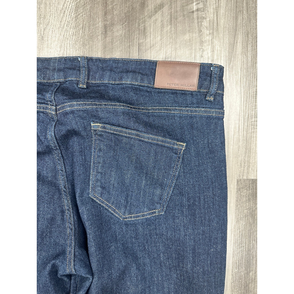 Peter Millar Crown Crafted Tailored Fit 2 Way Stretch 5 Pocket Jeans in Dark Indigo Blue — Size 44x32 // Preowned