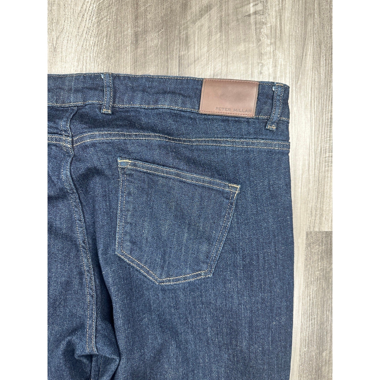 Peter Millar Crown Crafted Tailored Fit 2 Way Stretch 5 Pocket Jeans in Dark Indigo Blue — Size 44x32 // Preowned