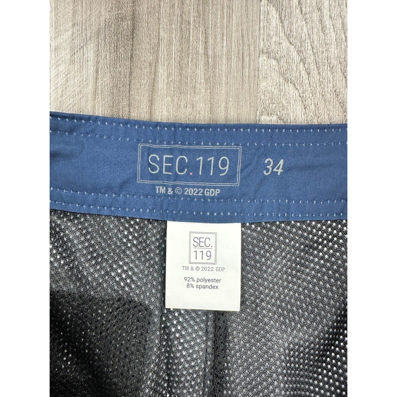 Section 119 x Grateful Dead Bolt Skeleton Hybrid Board Shorts in Navy with Green White Blue Stripes — Size 34