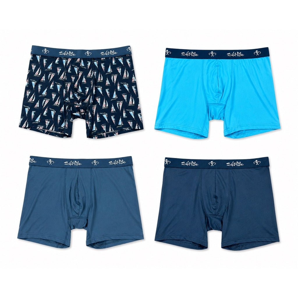 Salt Life Micro Stretch Performance Boxer Briefs 4-Pack in Envy — Size Medium