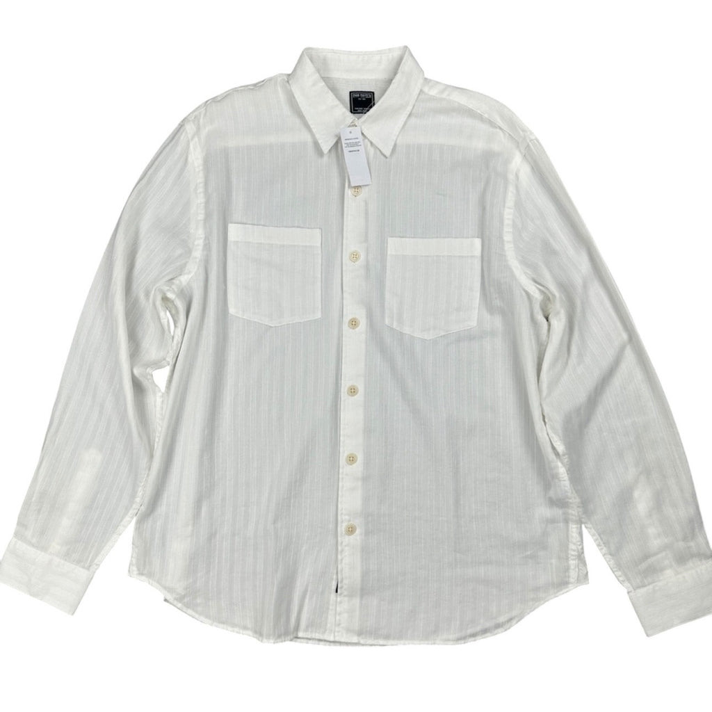 Todd Snyder Jacquard Two Pocket Point Collar White Long Sleeve Button Down - XL