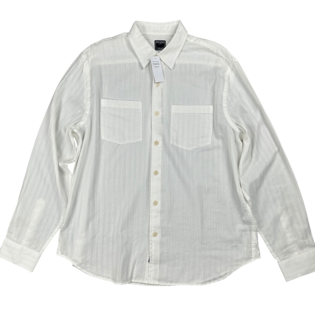 Todd Snyder Jacquard Two Pocket Point Collar White Long Sleeve Button Down - XL