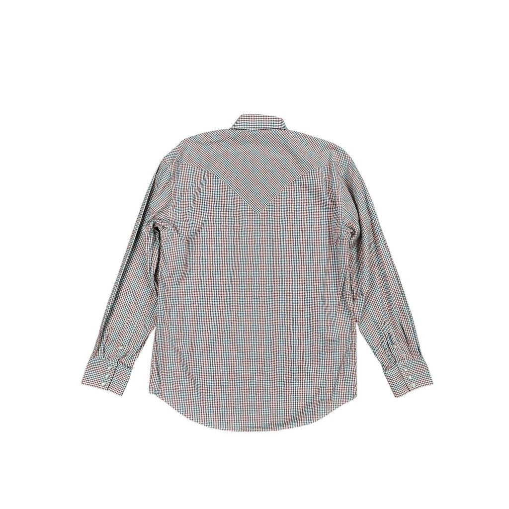Stetson Western Patriotic Plaid Long Sleeve Pearl Snap Shirt — Size Medium // Preowned