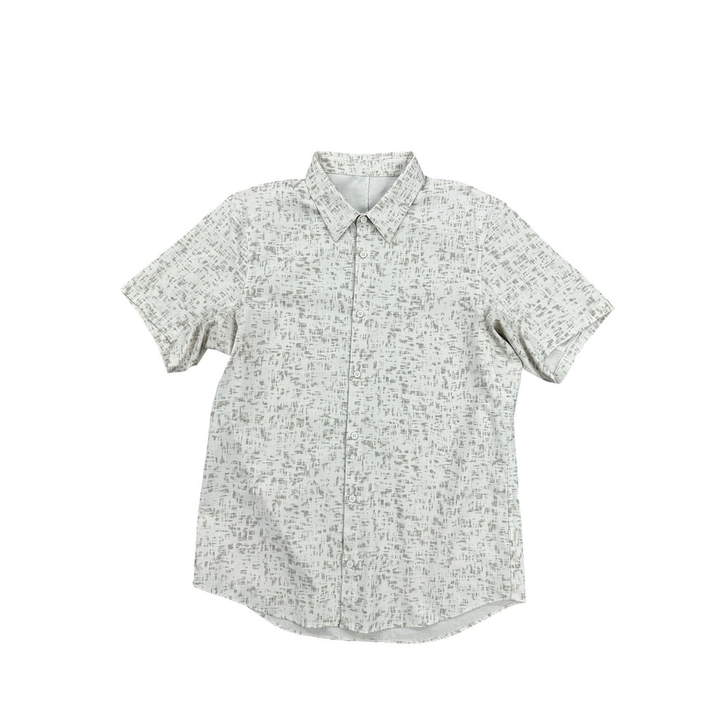 Lululemon Airing Easy Performance Short Sleeve Button Down in White Olive — Size Large // Preowned