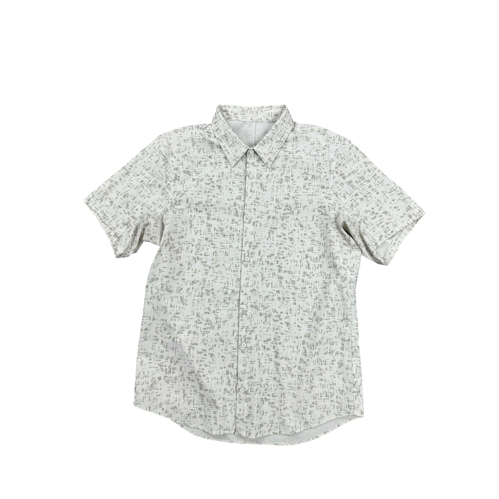 Lululemon Airing Easy Performance Short Sleeve Button Down in White Olive — Size Large // Preowned