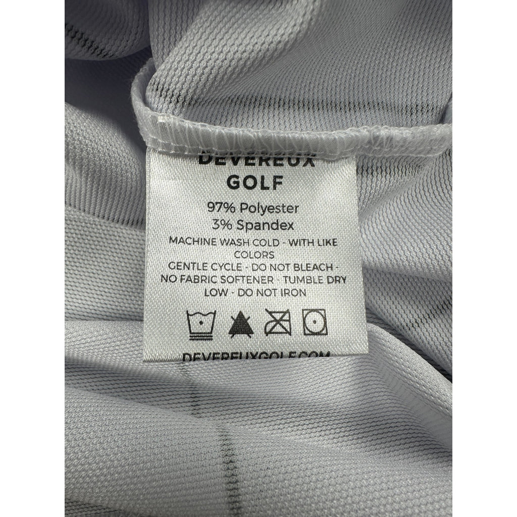 Devereux Golf DVRX Pinstripe Old English Skull Performance Polo — Size Small
