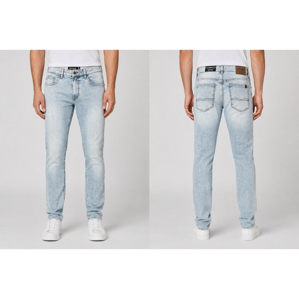 Buffalo David Bitton Ash Slim Stretch Jeans in Bleached and Blasted — Size 34x32