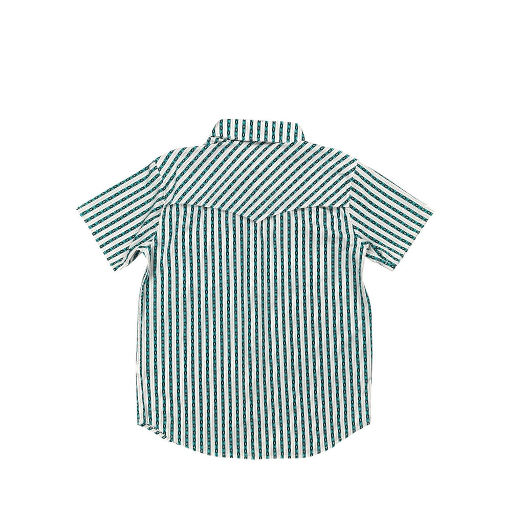 Rock & Roll Denim TEK Core Striped Short Sleeve Western Pearl Snap Shirt — Size Medium // Preowned
