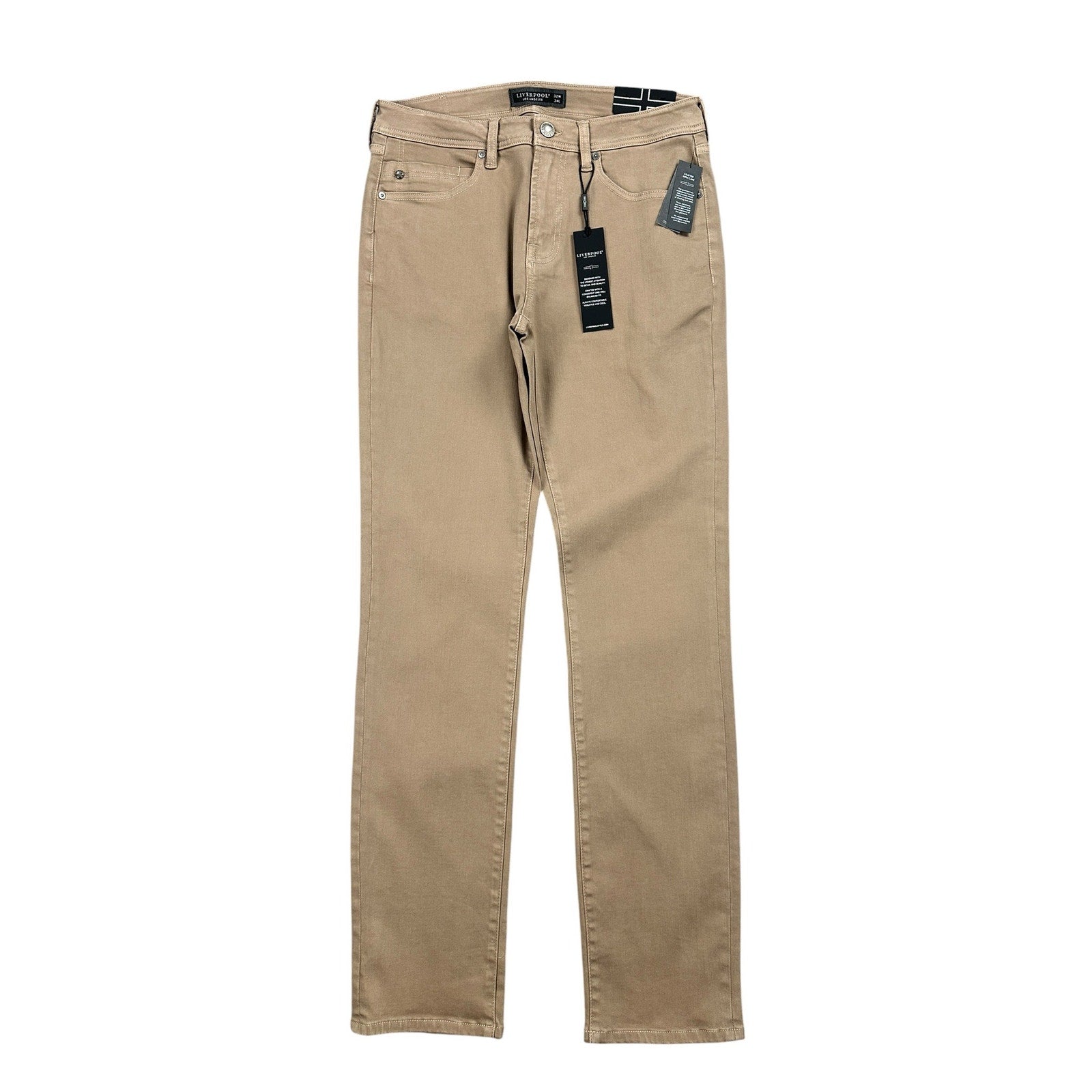 Liverpool Los Angeles Kingston Modern Straight Stretch Jean in Taupe — Size 32x34