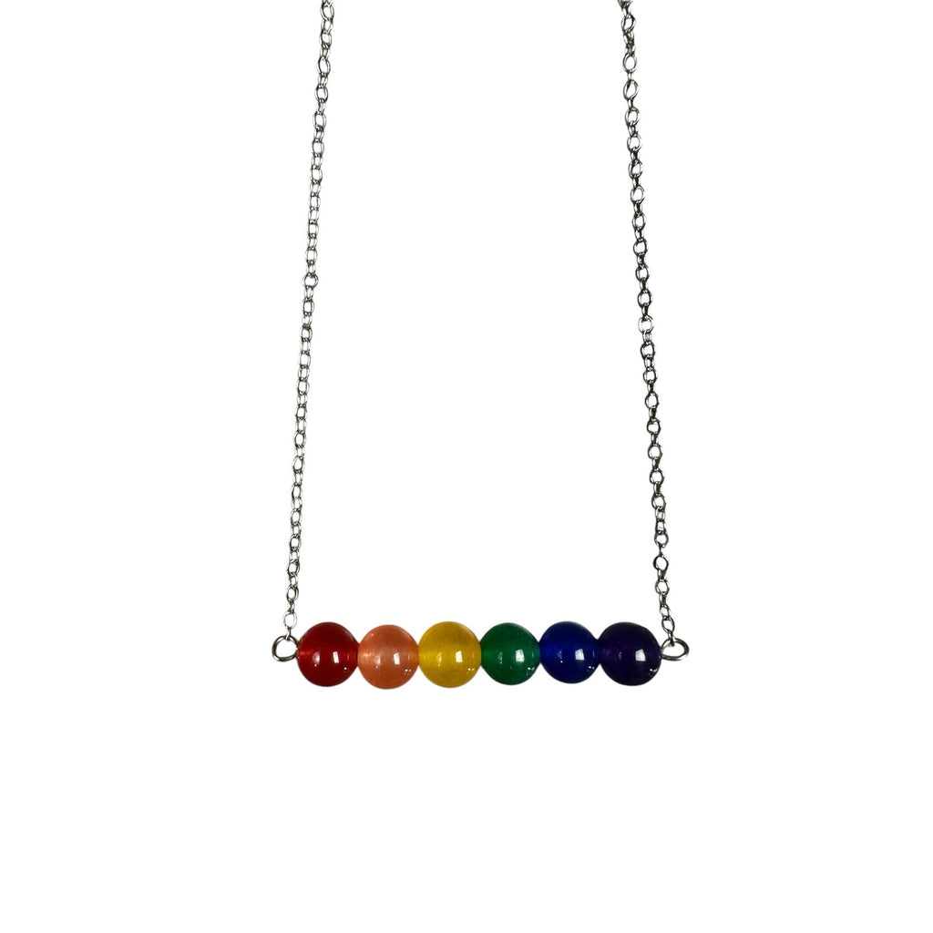 Andrew Christian Rainbow Pride Bar Necklace in Silver with Rainbow Bar — One Size