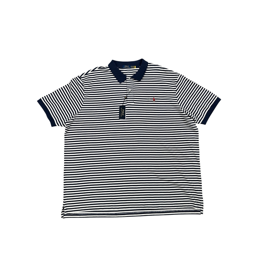 Polo Ralph Lauren Classic Fit Striped Mesh Polo Navy White — 5XB