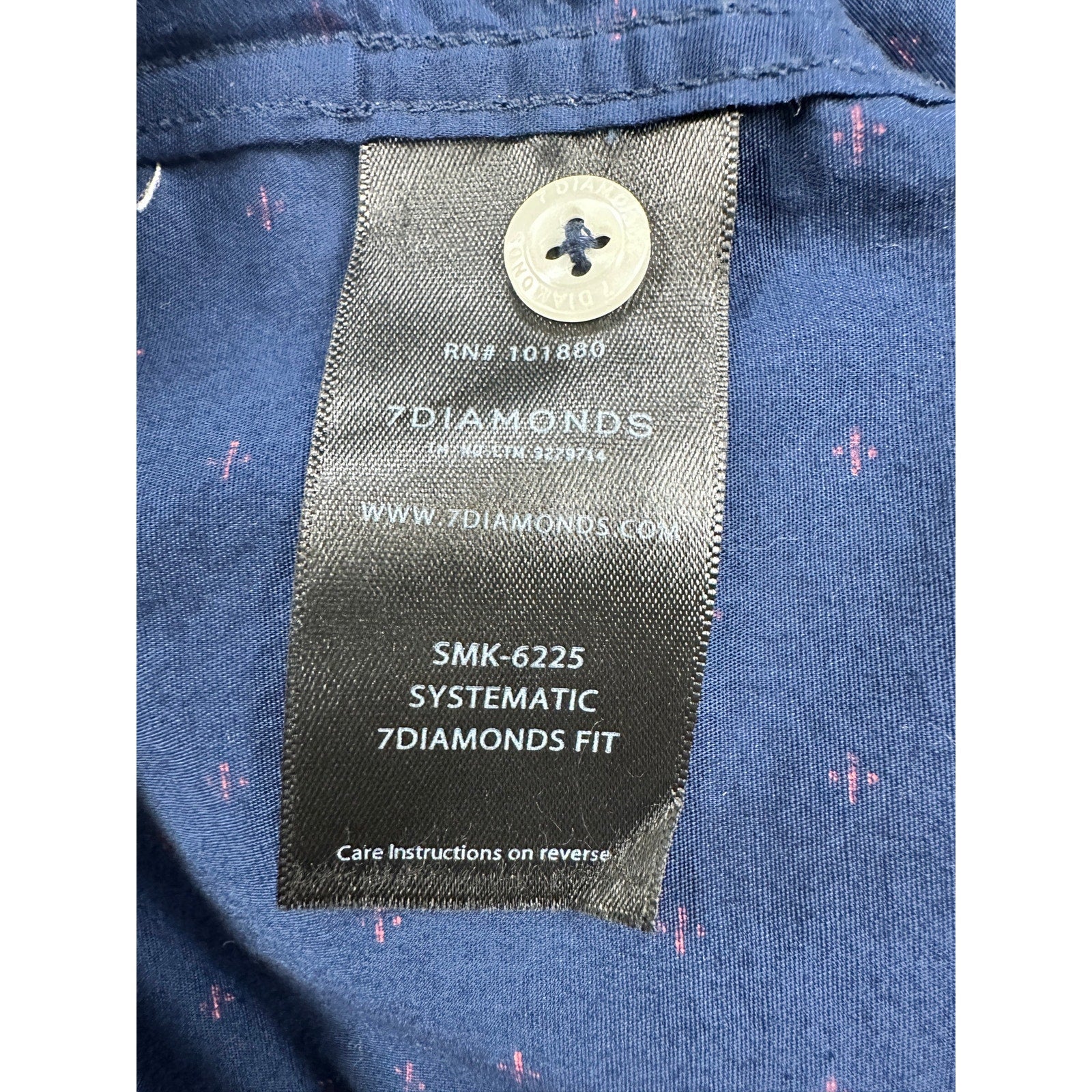 7 Diamonds Systematic Fit Short Sleeve Button Down in Navy Red — Size Medium // Preowned