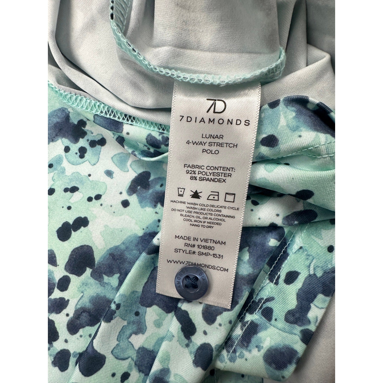7 Diamonds Lunar 4 Way Stretch Polo in Mint — Size Small
