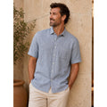 UNTUCKit Valente Linen Short Sleeve Button Down in Blue — Size Medium // Preowned