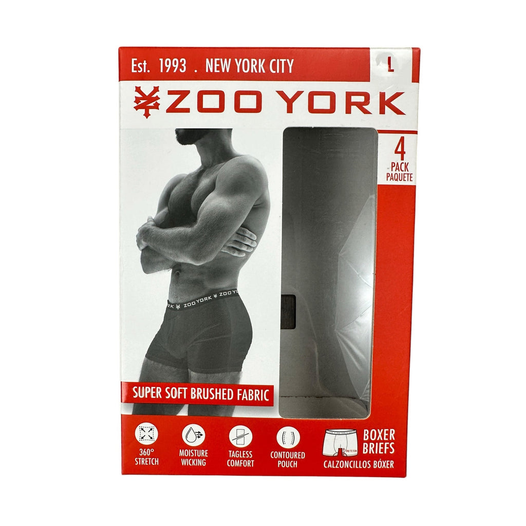 Zoo York Super Soft Brushed Boxer Briefs 4-Pack — Size Large