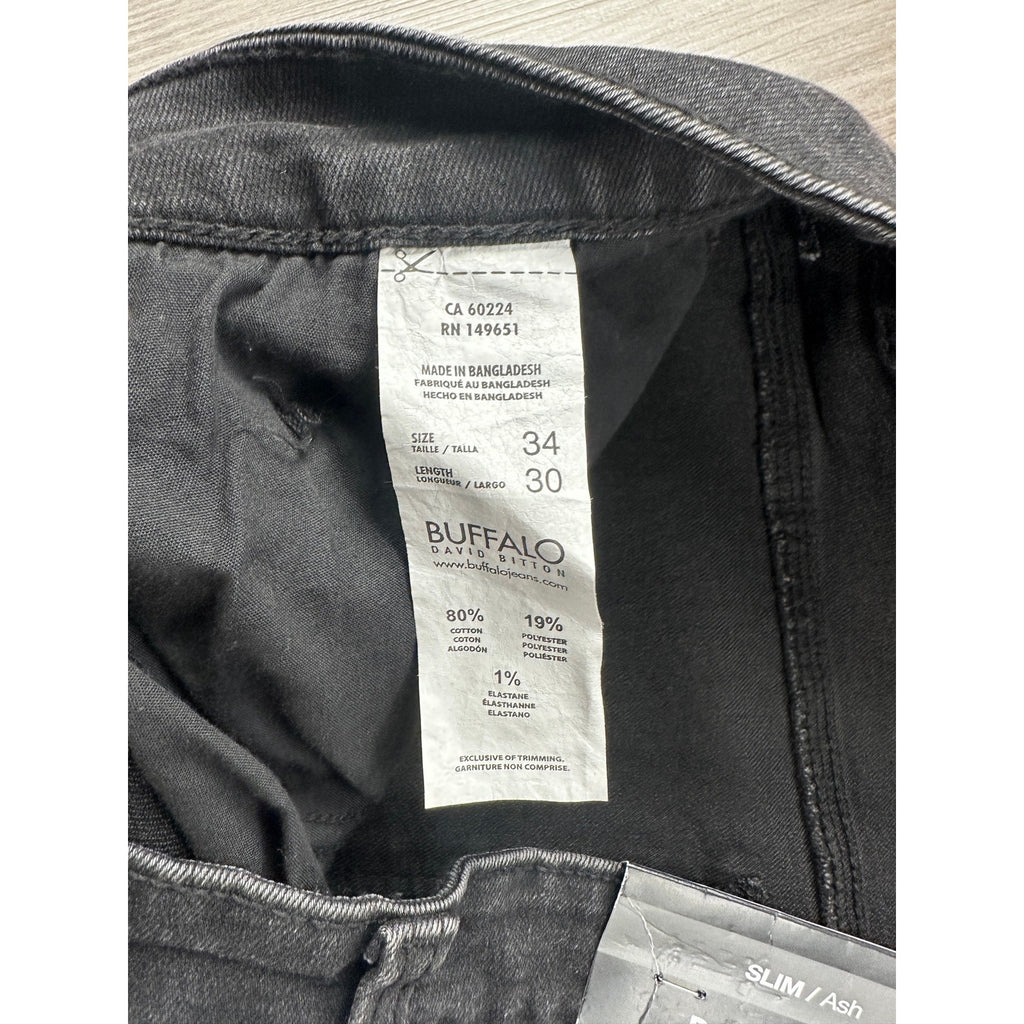 Buffalo David Bitton Ash Slim Stretch Jean in Black Sanded — Size 34x30