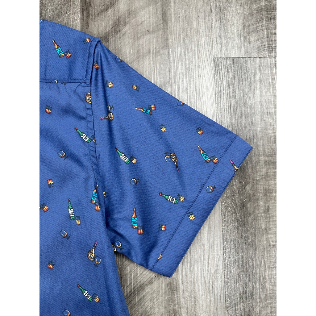 Robert Graham Good-Night Cocktail Classic Fit Short Sleeve Shirt in Navy — Size Medium