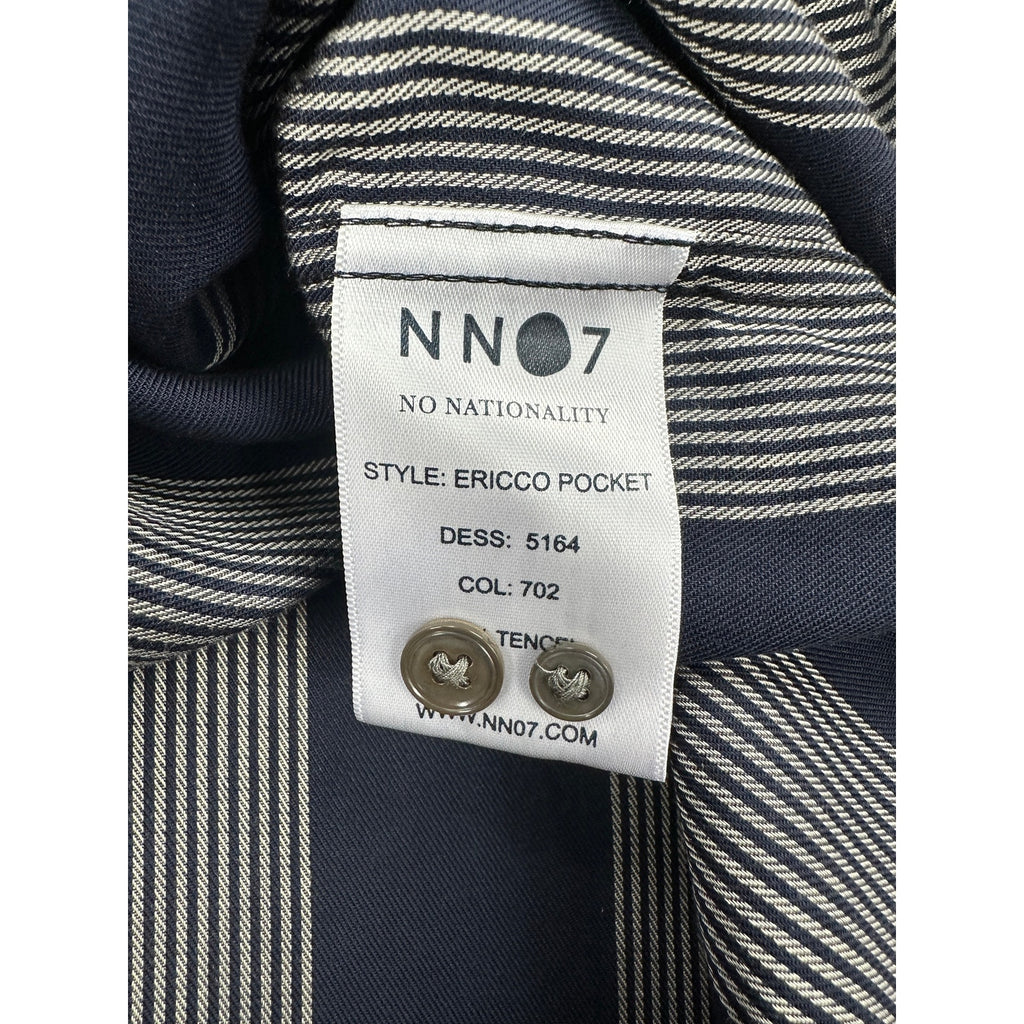 NN07 No Nationality Ericco Stripe Pocket Shirt in Navy, Gray — Size Large // Preowned