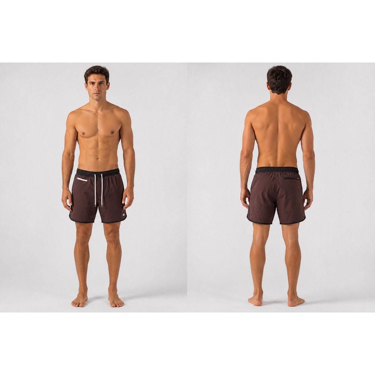Vuori Banks Performance Athletic Shorts in Dark Burgundy Black — Size Medium // Preowned