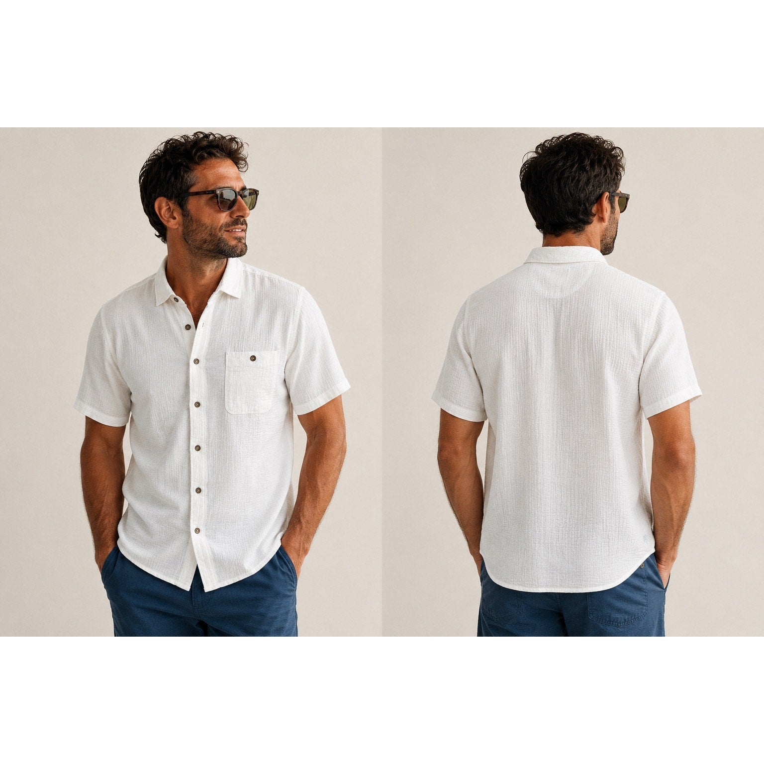 Tommy Bahama Indigo Palms Beachside Cruiser Cotton Gauze Short Sleeve Button Down in White — Size 2XL