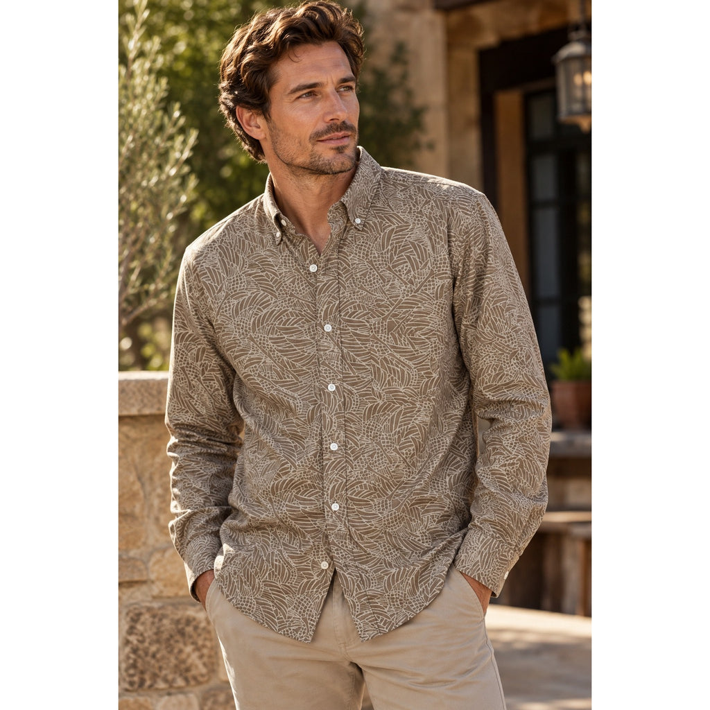 Billy Reid Melange Heron Swarm Standard Fit Long Sleeve Button Down Shirt — Size Large // Preowned
