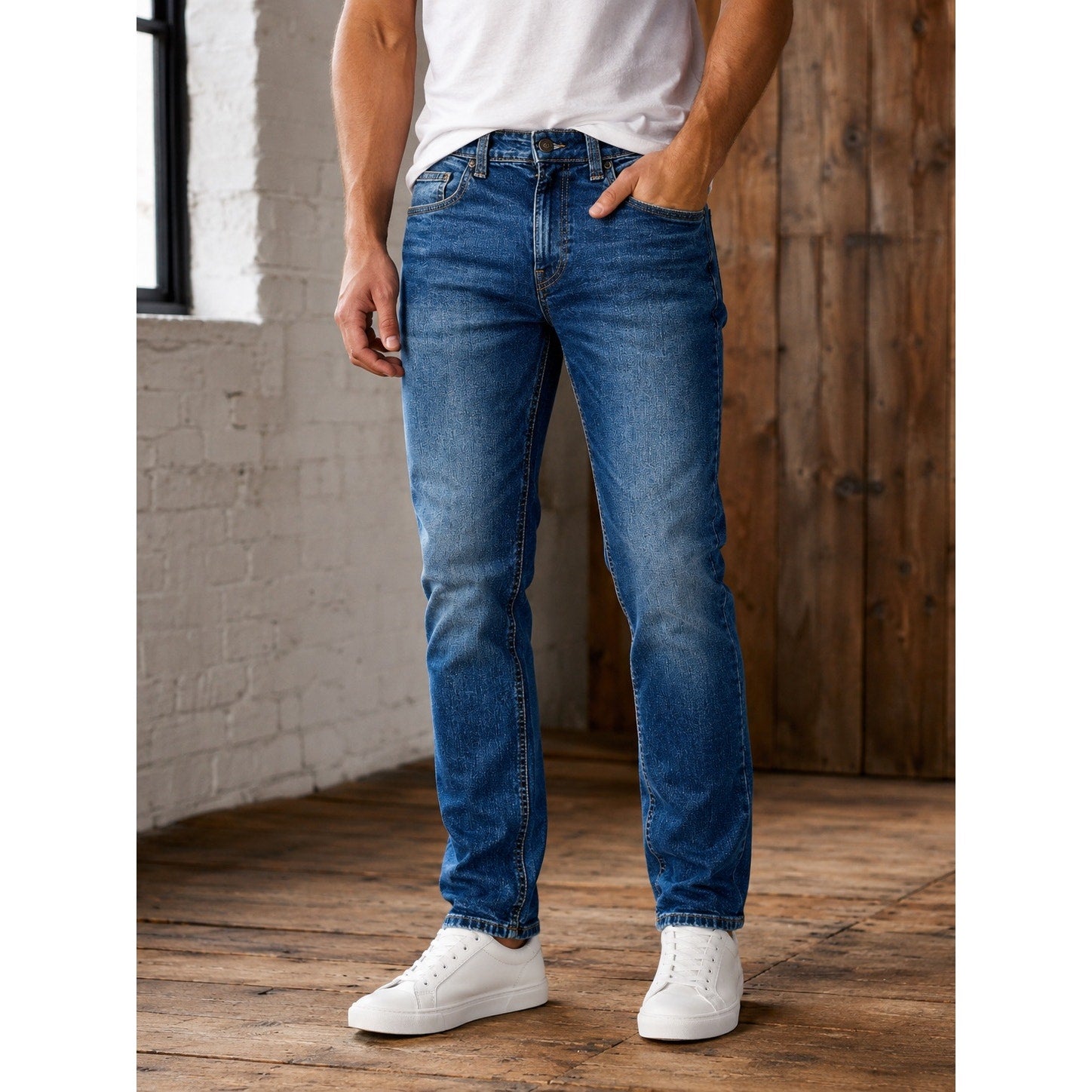 Buffalo David Bitton Ash Slim Stretch Jean in Indigo Sanded — Size 34x32