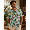 Tommy Bahama Santa Shores Tropical Hawaiian Christmas Short Sleeve Button Down in Light Sky — Size XS