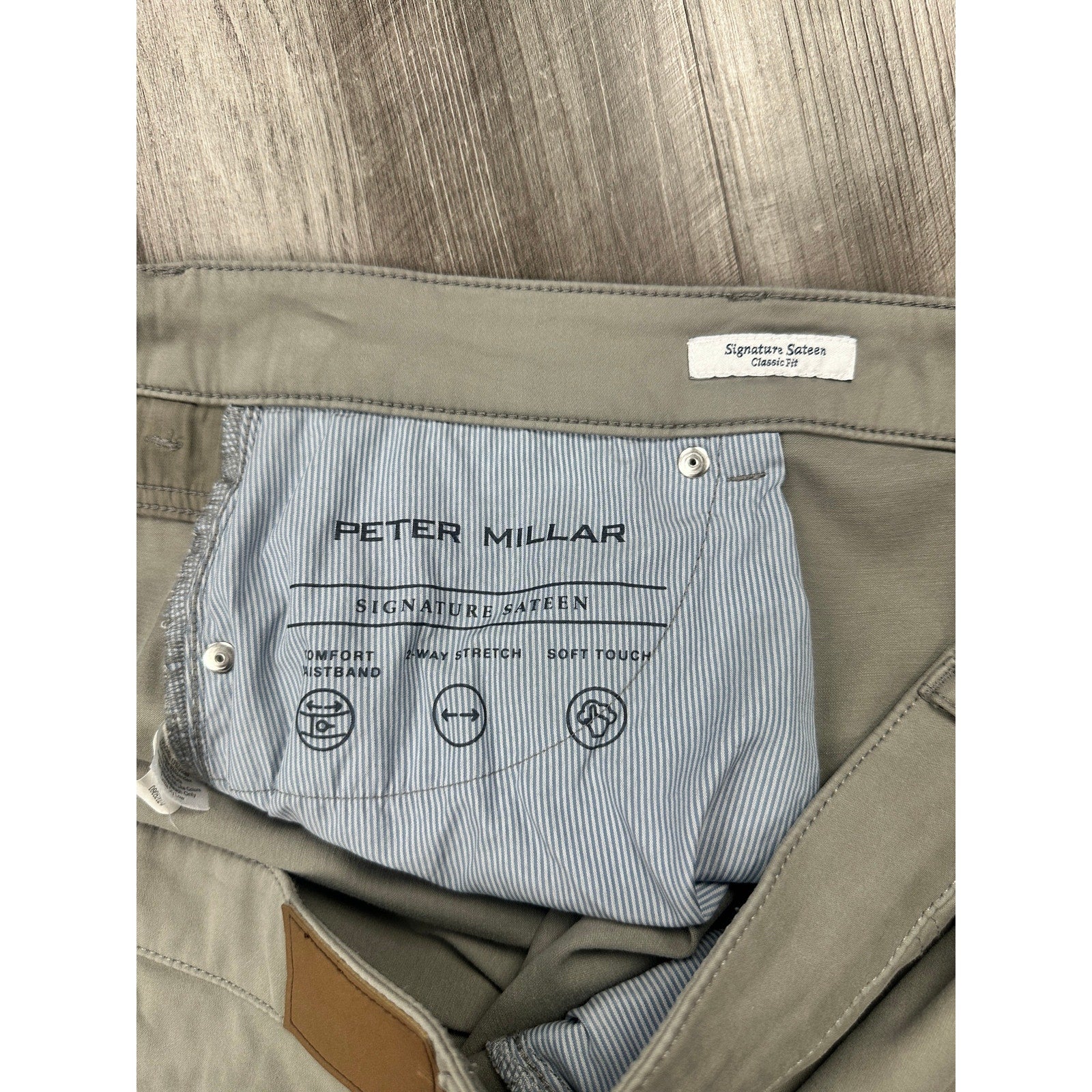 Peter Millar Signature Sateen Classic Fit 5 Pocket Pants in Gray — Size 44x30 // Preowned