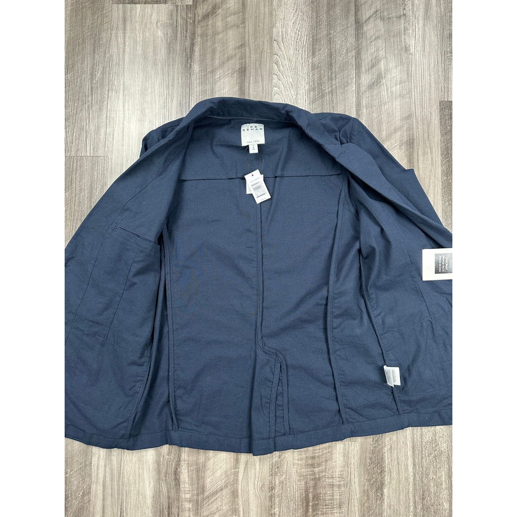 Ike Behar Unstructured Suit in Dark Navy Cotton Linen Spandex — Size Small