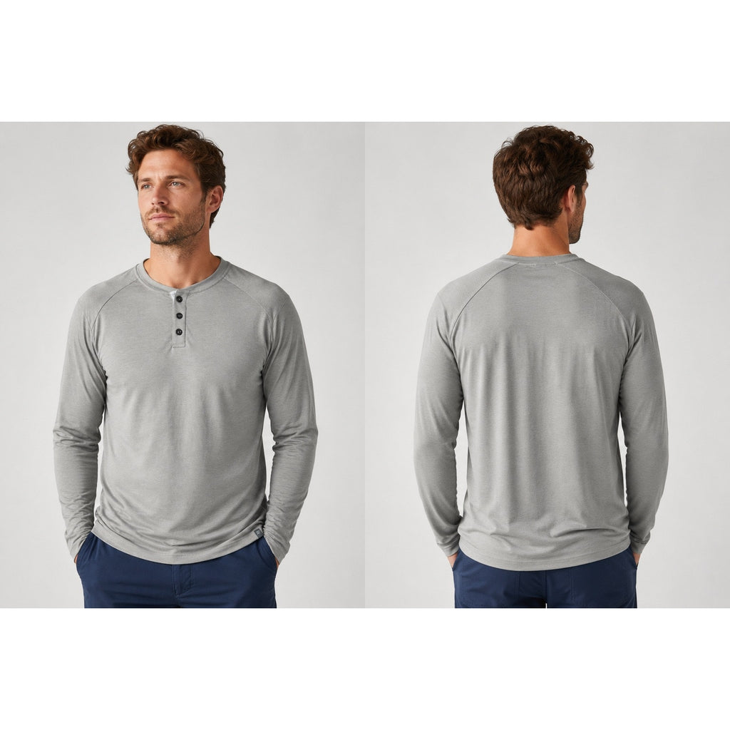 Free Fly Bamboo Flex Long Sleeve Henley in Gray — Size Large // Preowned