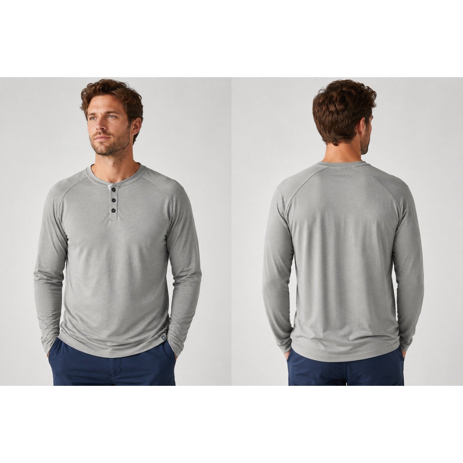 Free Fly Bamboo Flex Long Sleeve Henley in Gray — Size Large // Preowned