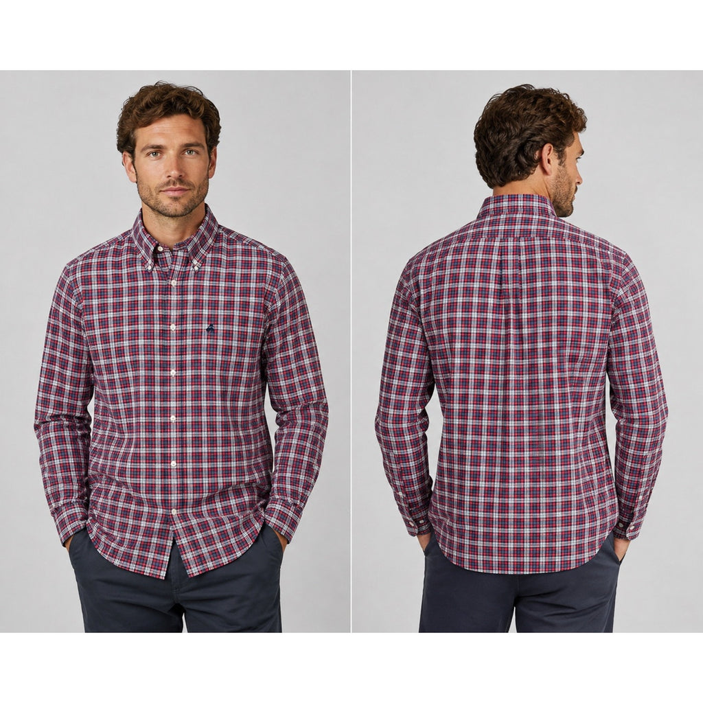 Brooks Brothers Plaid Long Sleeve Shirt in Red, Gray, White, Black — Size Large // Preowned