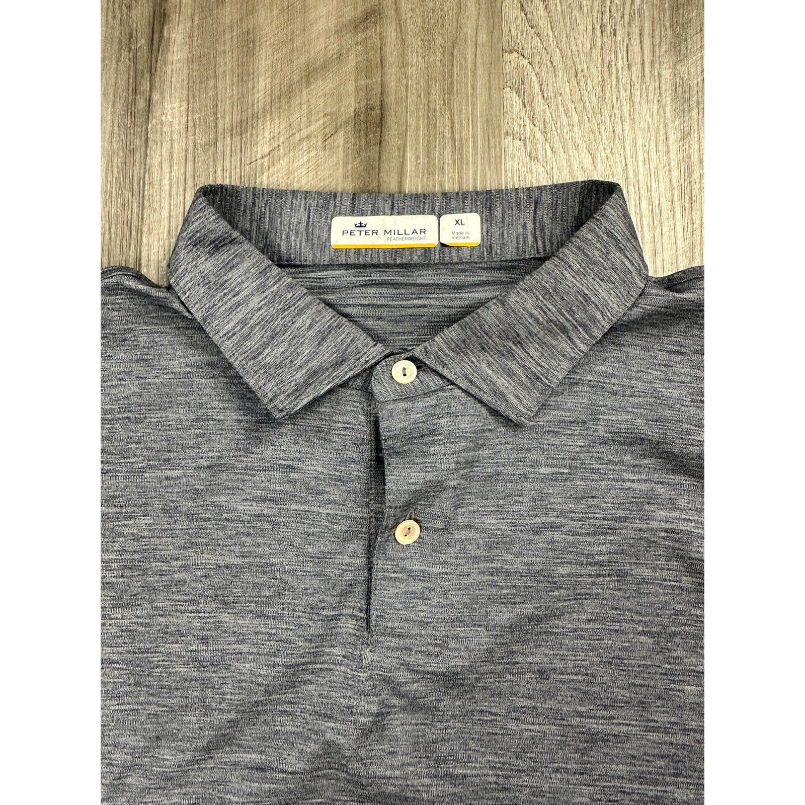 Peter Millar Featherweight Melange Golf Polo in Heather Gray — Size XL // Preowned