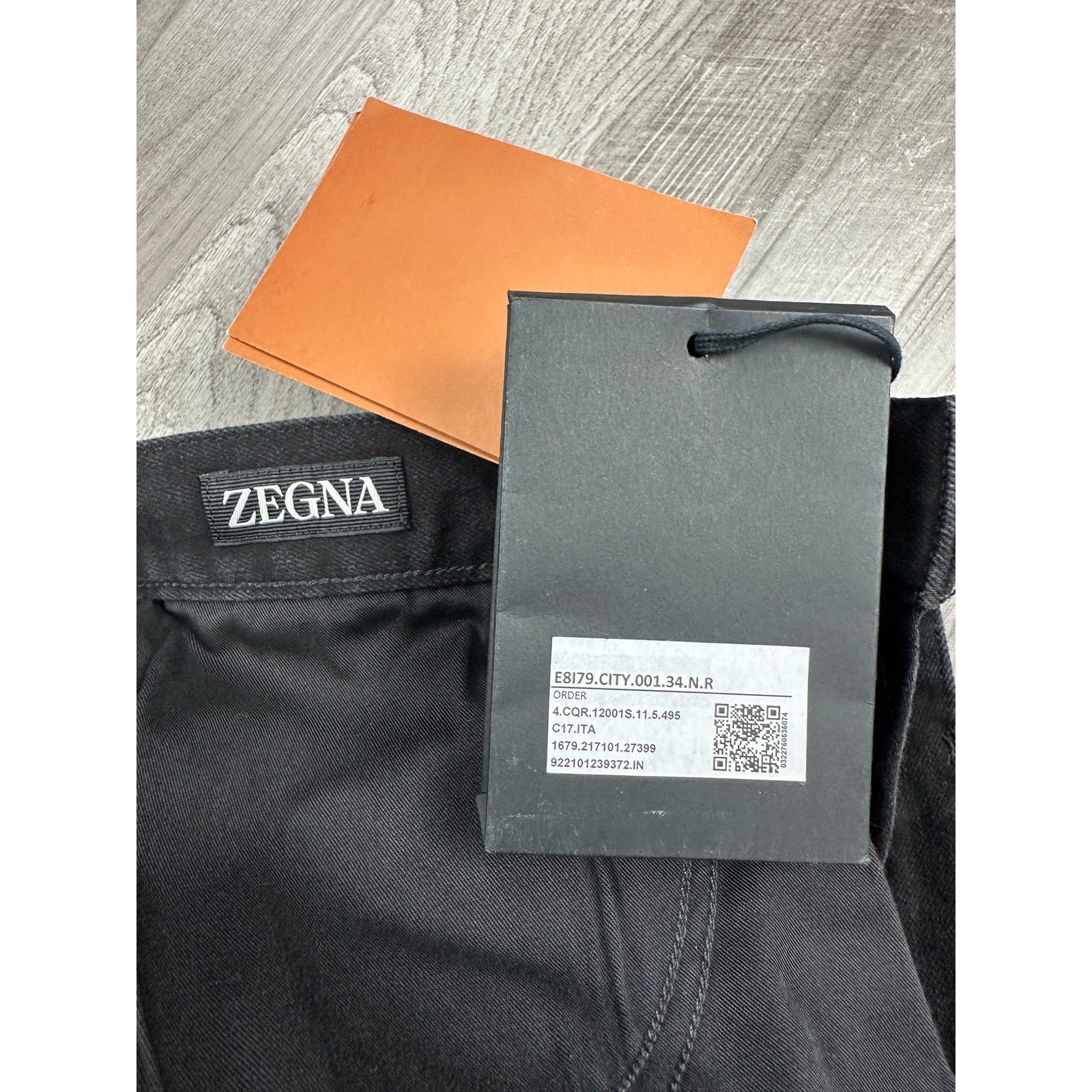 Zegna Stretch Cotton Roccia Slim Straight Jeans in Black Rinse — Size 34