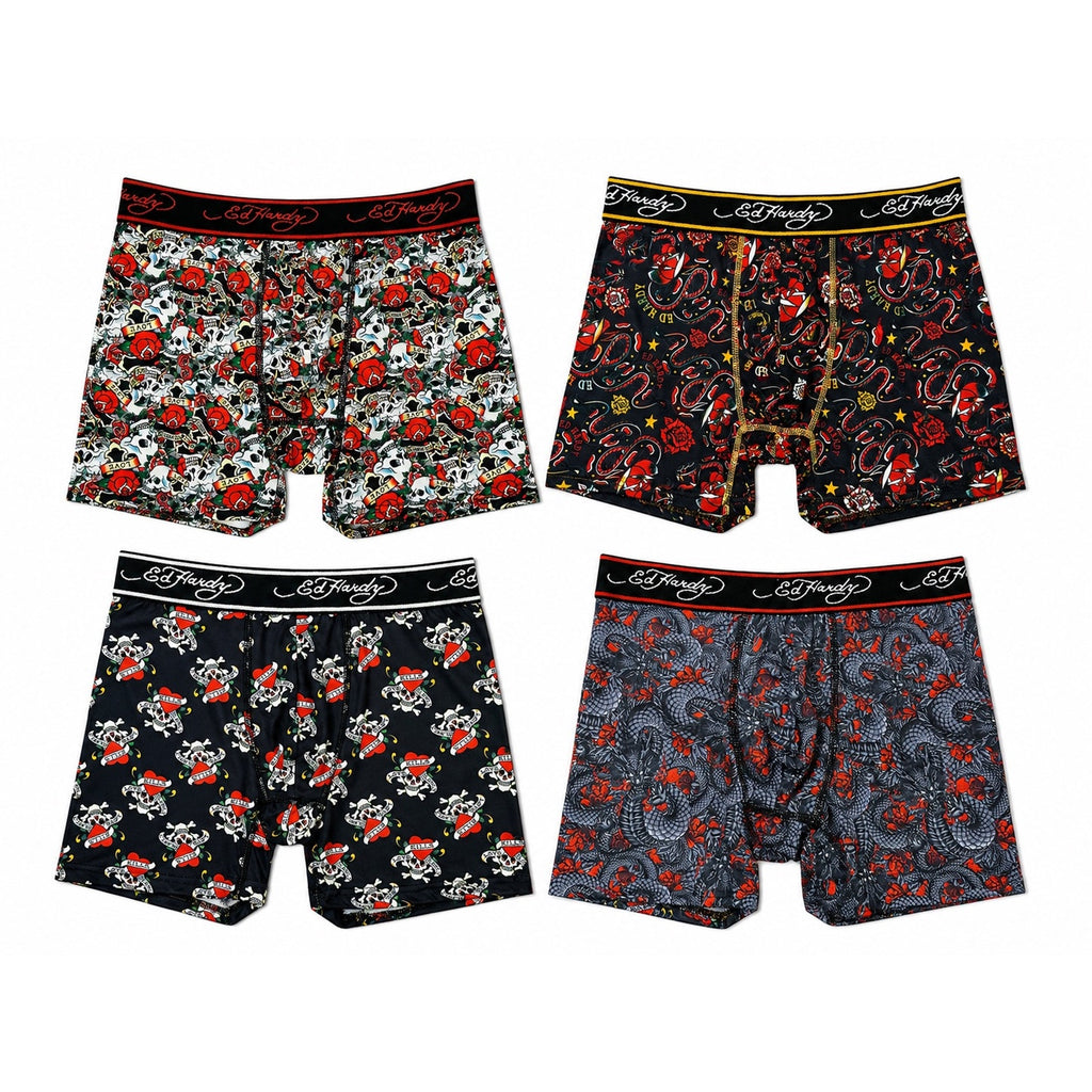 Ed Hardy Performance Boxer Briefs 4-Pack — Size Small