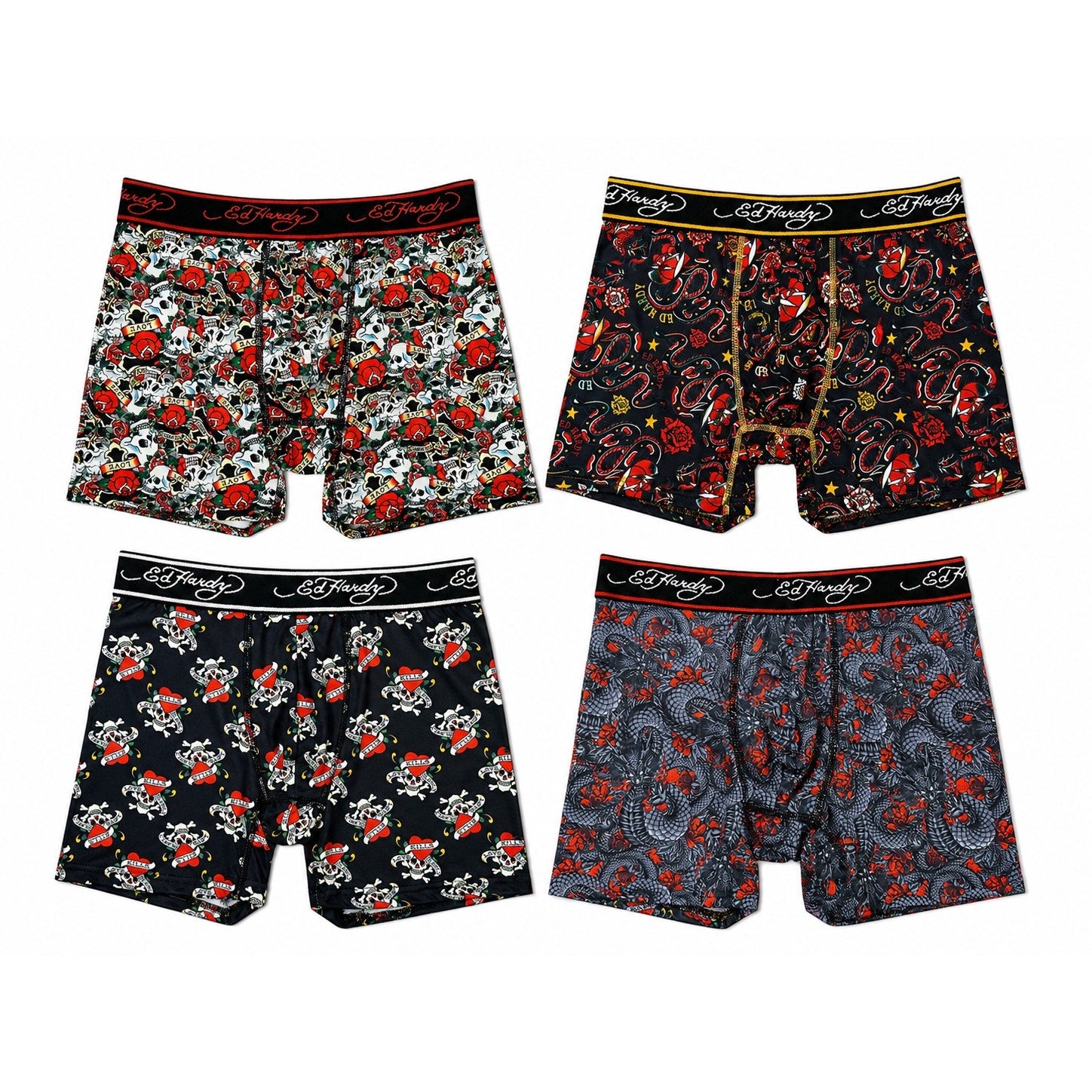 Ed Hardy Performance Boxer Briefs 4-Pack — Size Small