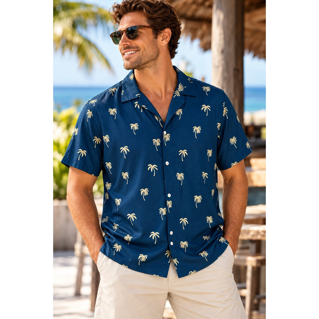 Chubbies The Gold Palm Rayon Sunday Short Sleeve Button Down Shirt — Size Medium