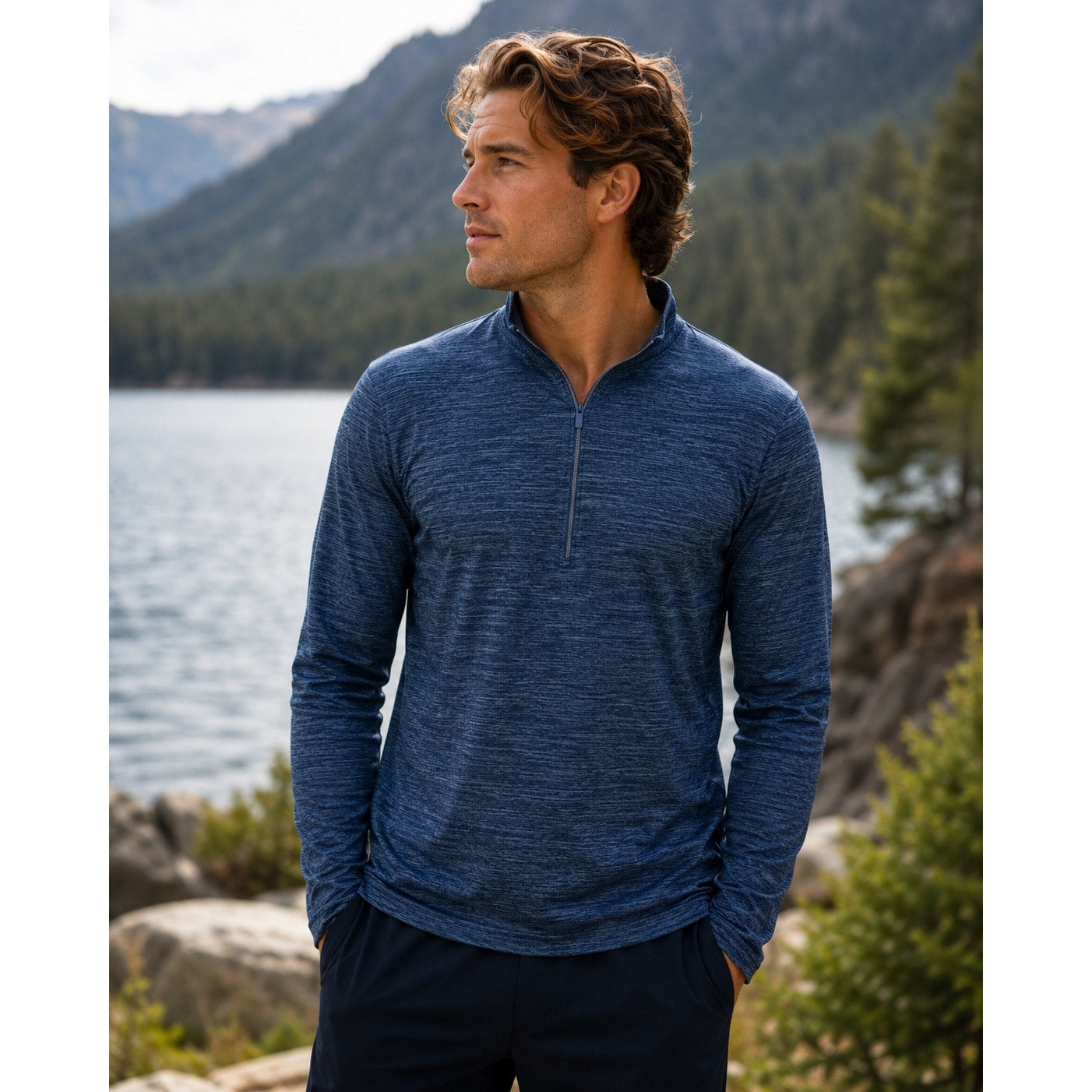 Lululemon Metal Vent Tech Half Zip Pullover in Heather Navy — Size Large // Preowned