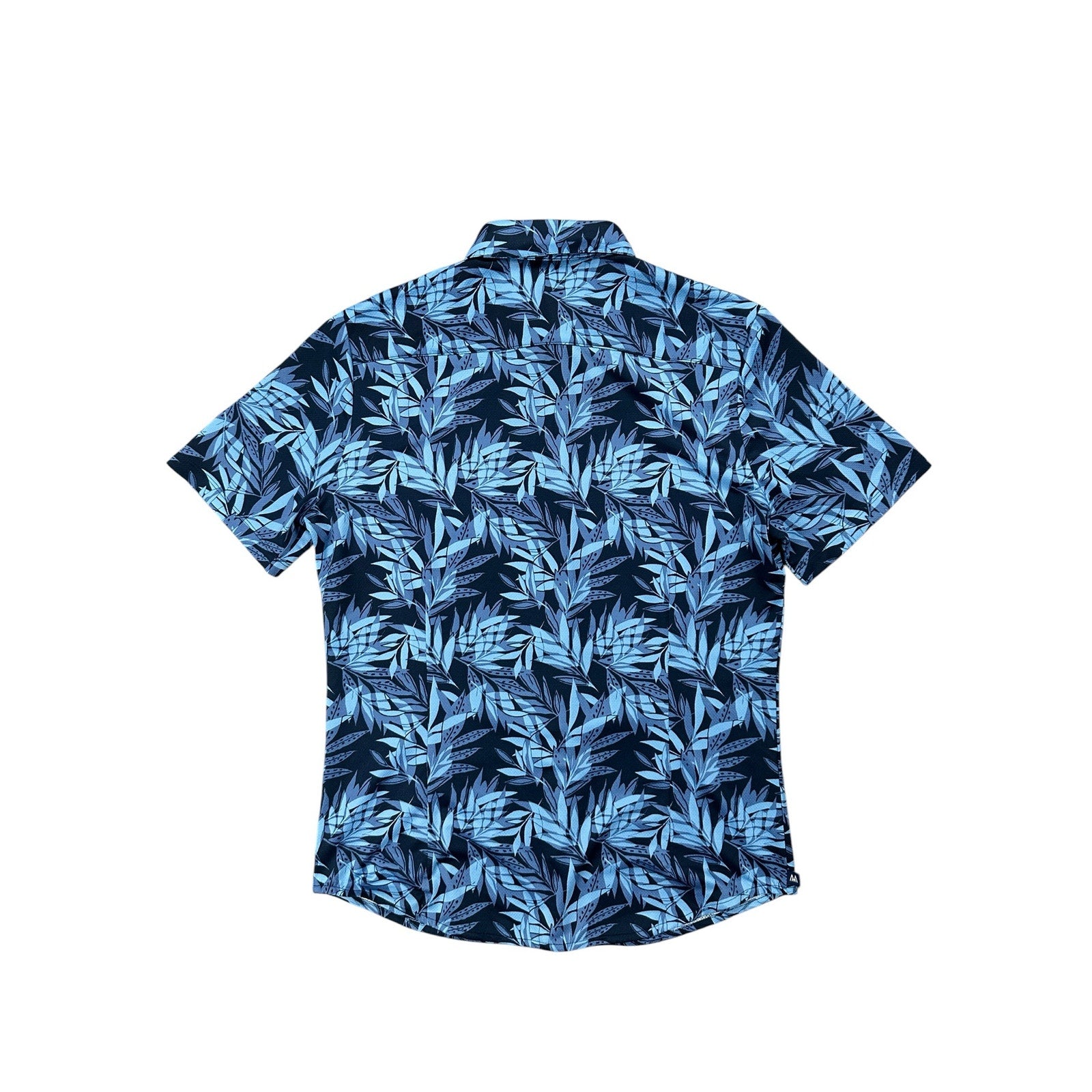 Mizzen+Main Halyard Navy Tropical Trim No Tuck Short Sleeve Button Down — Size Small