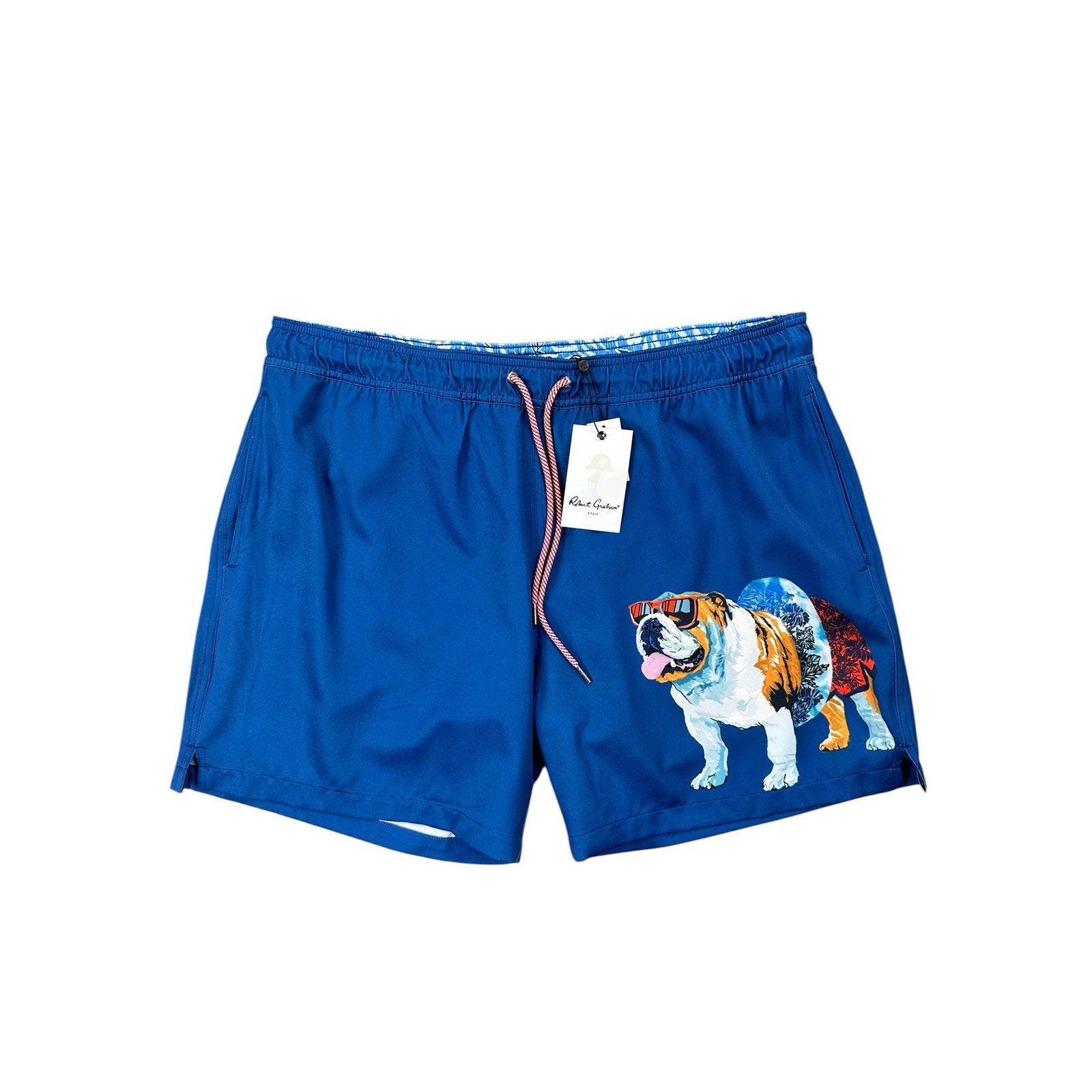 Robert Graham Bulldog Swim Trunks True Blue — Size XL